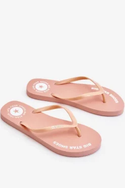 Big Star Shoes Klapki Sportowe|Klapki Damskie Big Star*Wygodne Klapki Japonki Big Star LL274802 Nude