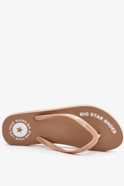 Big Star Shoes Klapki Sportowe|Klapki Damskie Big Star*Wygodne Klapki Japonki Big Star LL274796 Beżowe