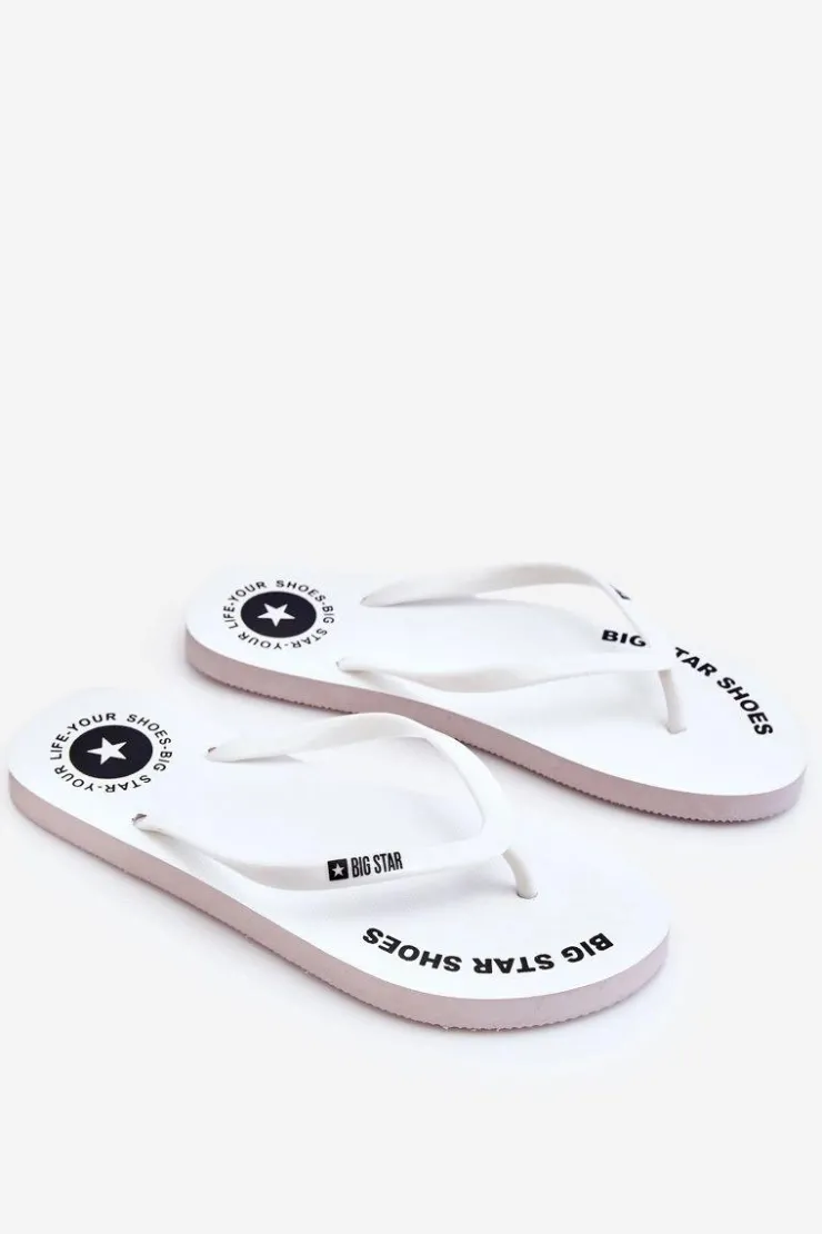 Damskie Big Star Shoes Wygodne Klapki Japonki Big Star LL274795 Białe