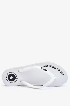 Damskie Big Star Shoes Wygodne Klapki Japonki Big Star LL274795 Białe