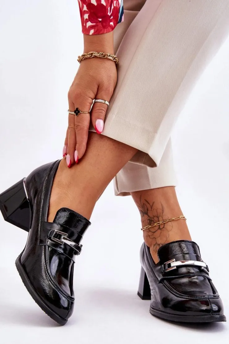 Discount Boto Wygodne Lakierowane Czółenka Czarne Lemar Damira