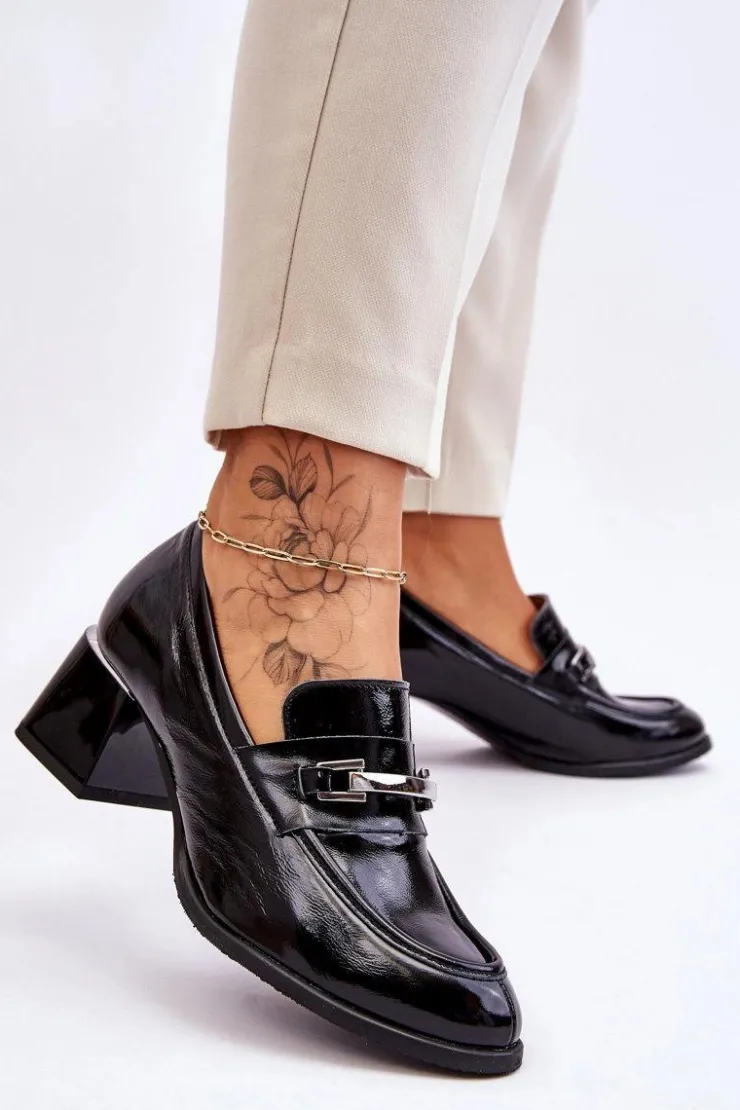 Discount Boto Wygodne Lakierowane Czółenka Czarne Lemar Damira