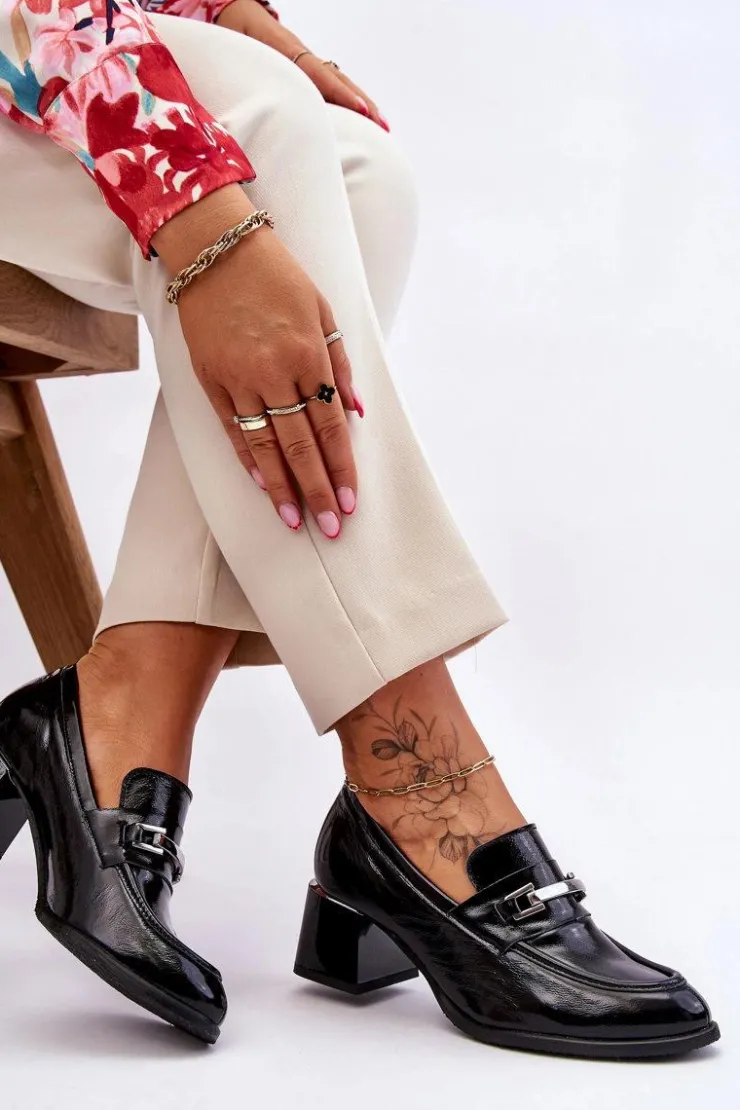 Discount Boto Wygodne Lakierowane Czółenka Czarne Lemar Damira