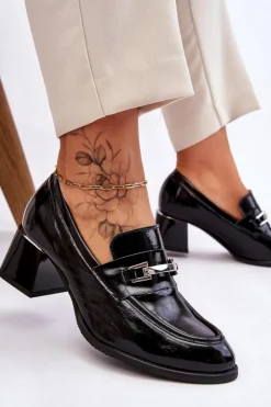 Discount Boto Wygodne Lakierowane Czółenka Czarne Lemar Damira