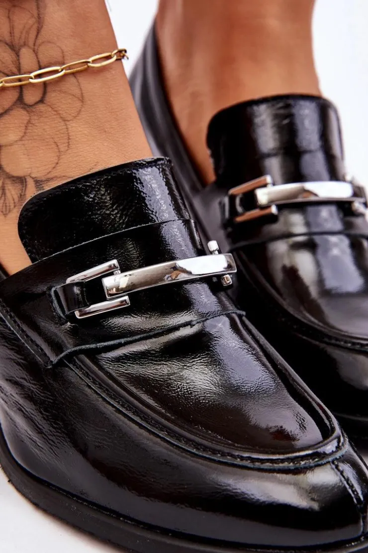 Discount Boto Wygodne Lakierowane Czółenka Czarne Lemar Damira