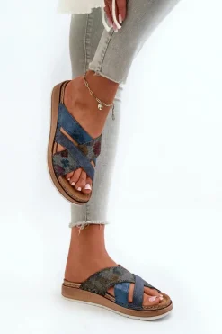 Damskie INBLU Wygodne Lekkie Klapki Damskie GS000052 Granatowe