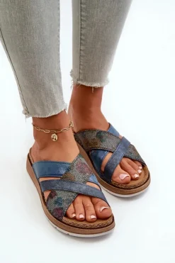 Damskie INBLU Wygodne Lekkie Klapki Damskie GS000052 Granatowe