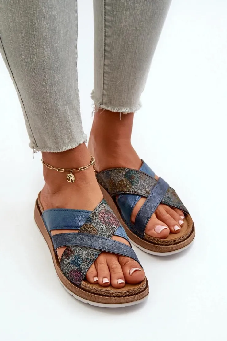 Damskie INBLU Wygodne Lekkie Klapki Damskie GS000052 Granatowe