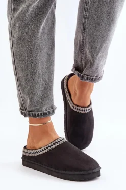 Damskie INBLU Wygodne Obuwie Domowe Kapcie Z Haftem Damskie FX000021 Czarne