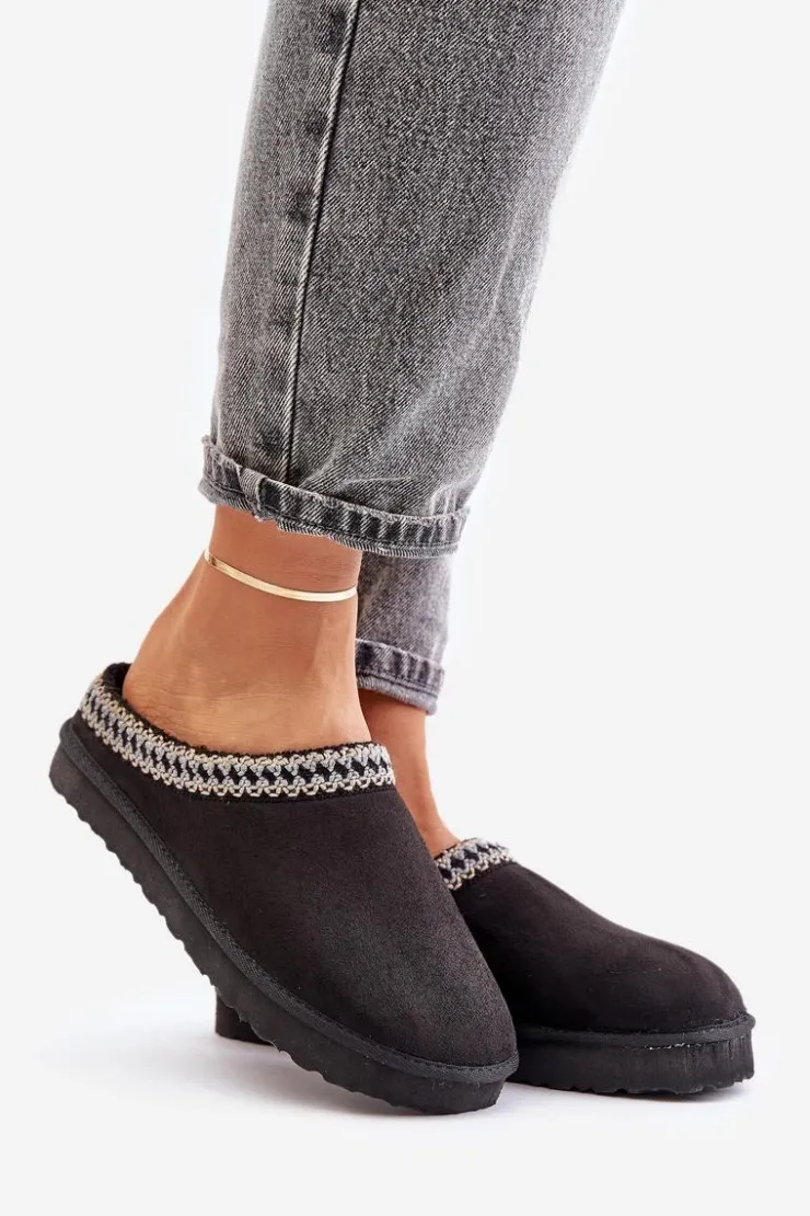 Damskie INBLU Wygodne Obuwie Domowe Kapcie Z Haftem Damskie FX000021 Czarne