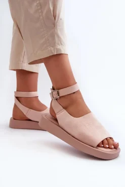 Boto Sandały Płaskie*Wygodne Sandały Damskie Na Platformie Różowe Rubie Różowy