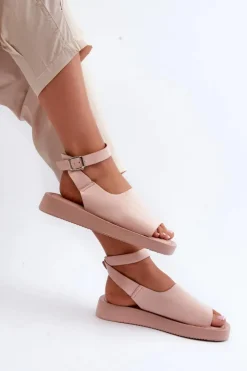 Boto Sandały Płaskie*Wygodne Sandały Damskie Na Platformie Różowe Rubie Różowy