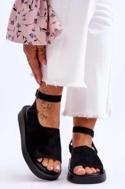 Discount Boto Wygodne Sandały Damskie Na Platformie Czarne Rubie