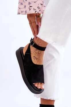 Discount Boto Wygodne Sandały Damskie Na Platformie Czarne Rubie