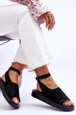 Discount Boto Wygodne Sandały Damskie Na Platformie Czarne Rubie