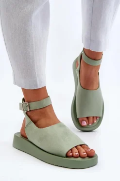 Damskie Boto Wygodne Sandały Damskie Na Platformie Zielone Rubie