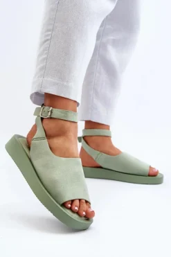 Damskie Boto Wygodne Sandały Damskie Na Platformie Zielone Rubie