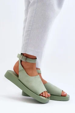 Damskie Boto Wygodne Sandały Damskie Na Platformie Zielone Rubie