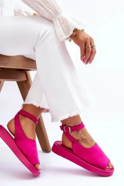 Damskie Boto Wygodne Sandały Damskie Na Platformie Fuksja Rubie