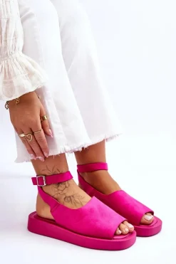 Damskie Boto Wygodne Sandały Damskie Na Platformie Fuksja Rubie
