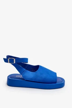 Boto Sandały Płaskie*Wygodne Sandały Damskie Na Platformie Niebieskie Rubie