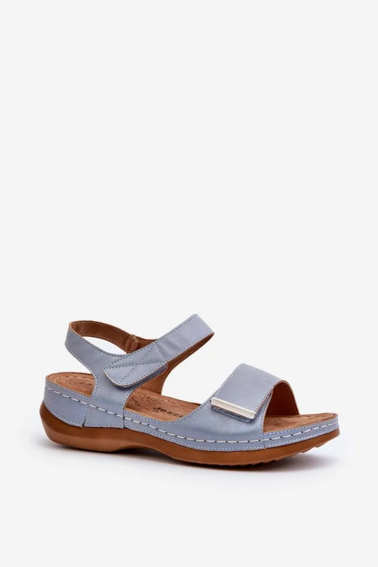 Damskie Evento Wygodne Sandały Damskie Na Rzep Niebieskie Iphiope