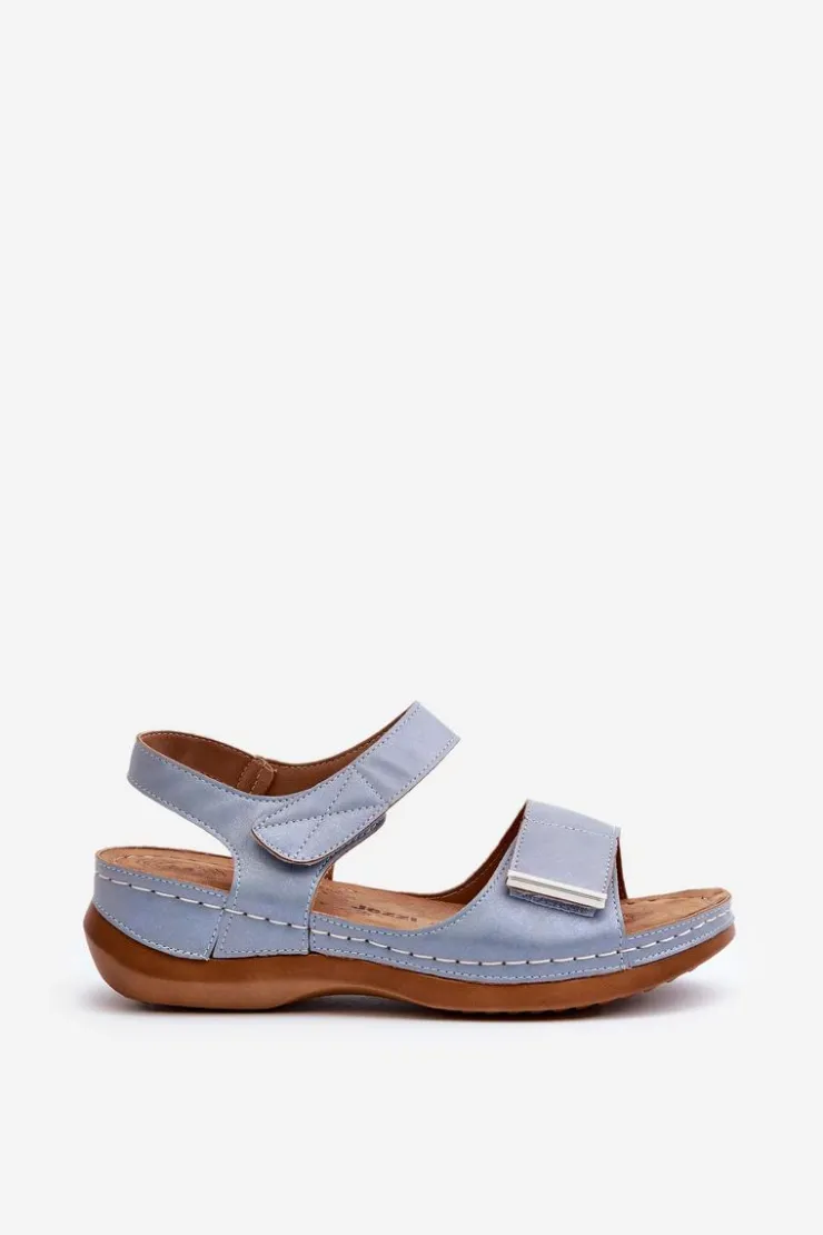 Damskie Evento Wygodne Sandały Damskie Na Rzep Niebieskie Iphiope