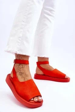 Best Boto Wygodne Sandały Damskie Na Platformie Ciemnopomarańczowe Rubie