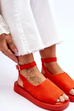 Best Boto Wygodne Sandały Damskie Na Platformie Ciemnopomarańczowe Rubie
