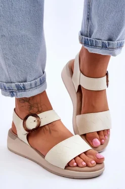 Sale Evento Wygodne Sandały Na Koturnie Beżowe Menaro