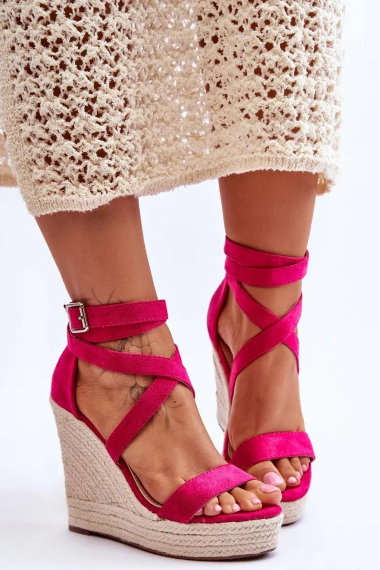 New Boto Wygodne Sandały Na Wysokim Koturnie Fuksja Lemira