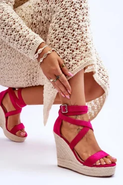 New Boto Wygodne Sandały Na Wysokim Koturnie Fuksja Lemira