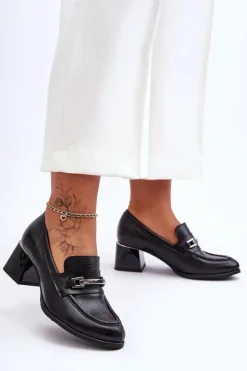 Discount Boto Wygodne Skórzane Czółenka Czarne Lemar Damira Czarny