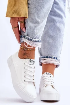 Damskie Lee Cooper Wygodne Trampki Na Platformie LCW-23-31-1806L Białe
