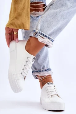 Damskie Lee Cooper Wygodne Trampki Na Platformie LCW-23-31-1806L Białe