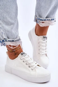 Damskie Lee Cooper Wygodne Trampki Na Platformie LCW-23-31-1806L Białe