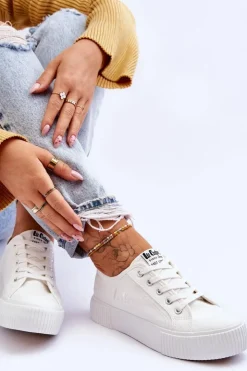 Damskie Lee Cooper Wygodne Trampki Na Platformie LCW-23-31-1806L Białe