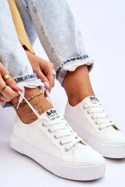 Damskie Lee Cooper Wygodne Trampki Na Platformie LCW-23-31-1806L Białe