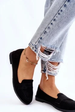 Damskie Boto Wygodne Zamszowe Damskie Mokasyny Czarne Lucca