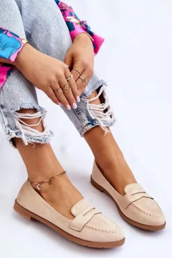 Online Boto Wygodne Zamszowe Damskie Mokasyny Beżowe Lucca