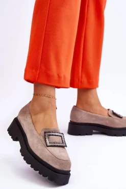 Online Boto Wygodne Zamszowe Mokasyny Beżowe Agathe Beżowy