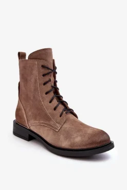 Boto Botki Ocieplane|Botki Skórzane*Wygodne Zamszowe Ocieplane Botki Jasnobrązowe Lemar Revin Brązowy