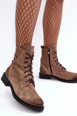 Boto Botki Ocieplane|Botki Skórzane*Wygodne Zamszowe Ocieplane Botki Jasnobrązowe Lemar Revin Brązowy