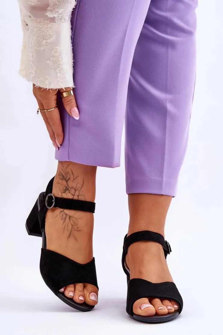 Damskie Buty damskie Vinceza Wygodne Zamszowe Sandały Na Słupku Czarne Bellamy