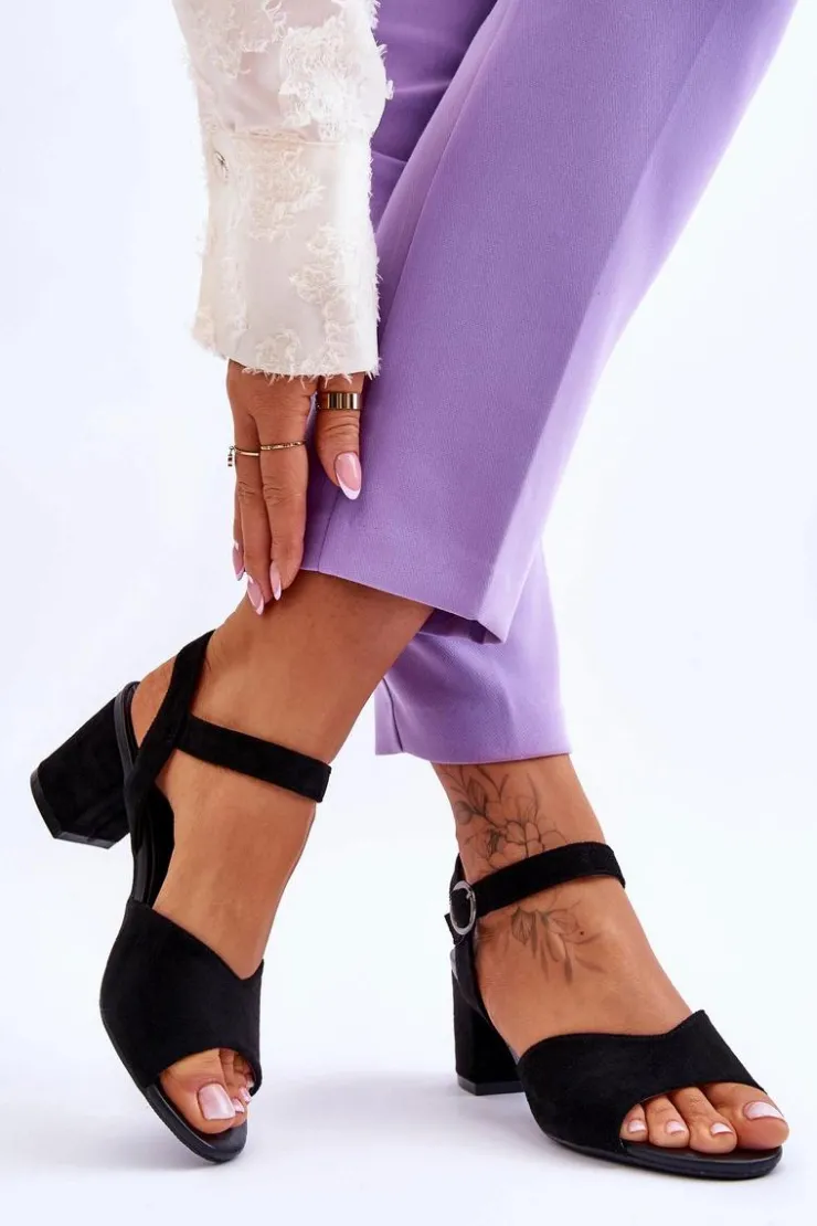 Damskie Buty damskie Vinceza Wygodne Zamszowe Sandały Na Słupku Czarne Bellamy