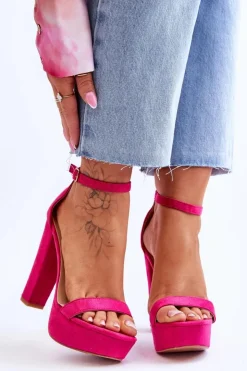 Best Boto Wygodne Zamszowe Sandały Na Wysokim Słupku Fuksja Essence