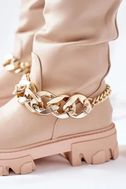 Damskie Boto Wysokie Beżowe Kozaki Cecina