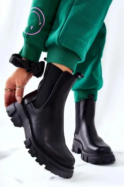 Boto Czarne Botki|Botki Zimowe Damskie*Wysokie Botki Sztyblety Czarne Hallam