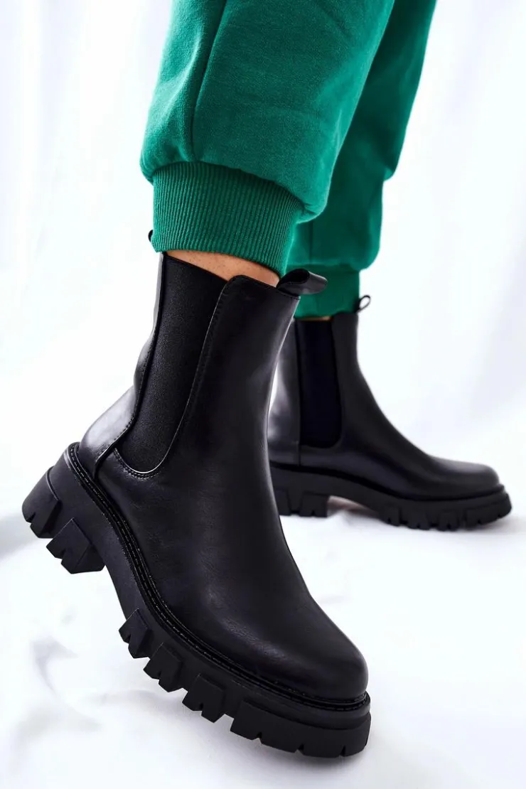 Boto Czarne Botki|Botki Zimowe Damskie*Wysokie Botki Sztyblety Czarne Hallam