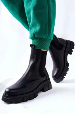 Boto Czarne Botki|Botki Zimowe Damskie*Wysokie Botki Sztyblety Czarne Hallam